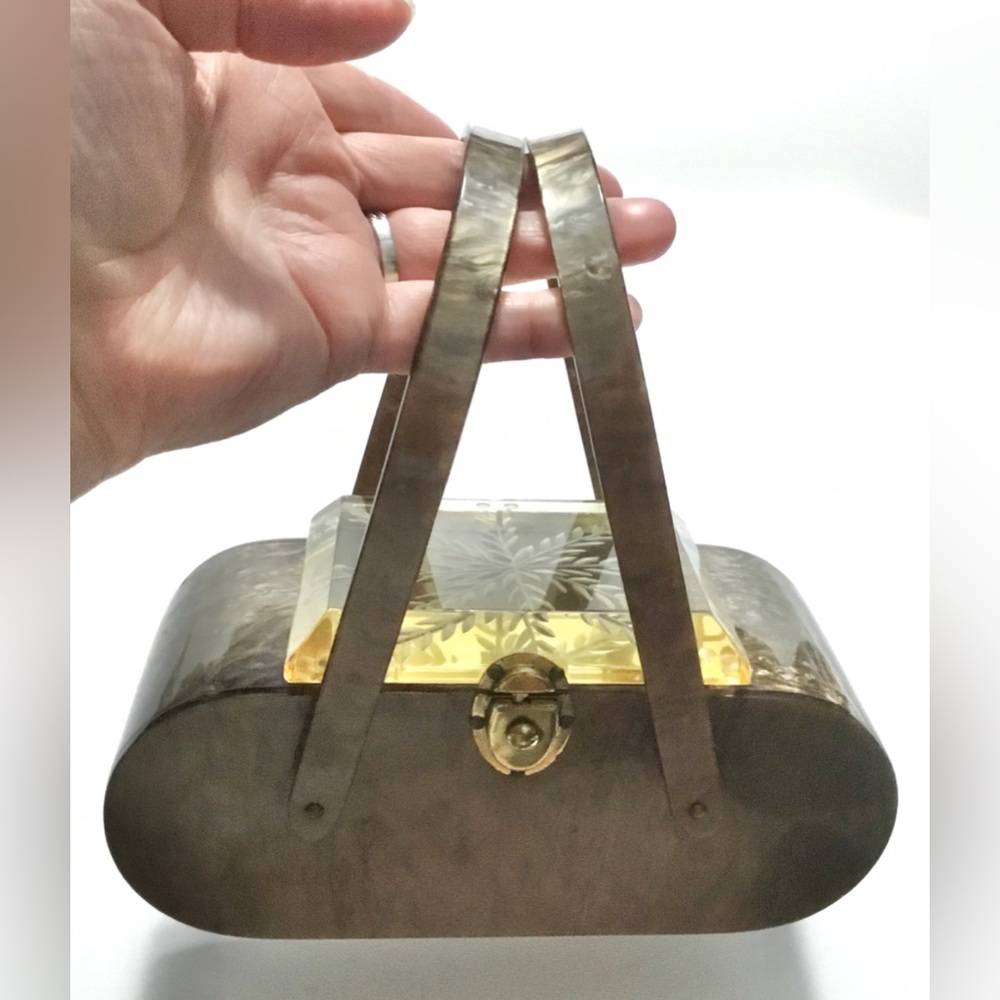 RARE Vintage Llewellyn Inc NYC Lucite Handbag Box Purse 1950s